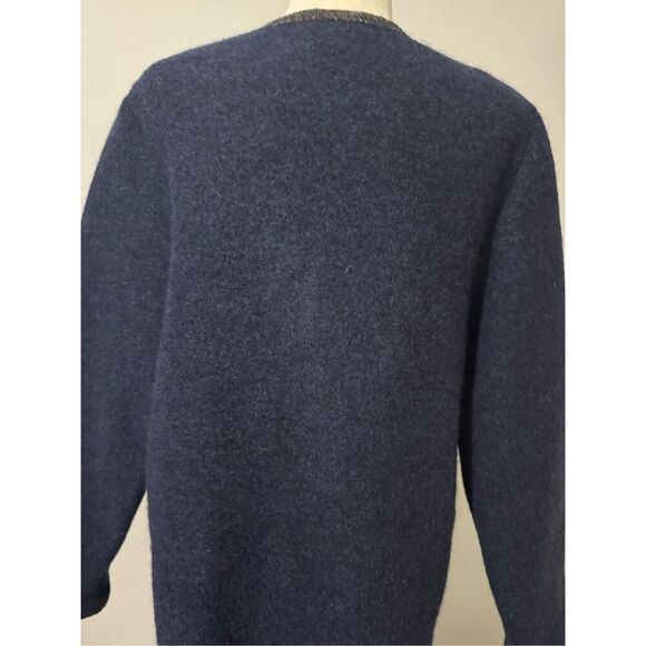 L.L Bean 100% New wool blue button front sweater coat M - Picture 6 of 11